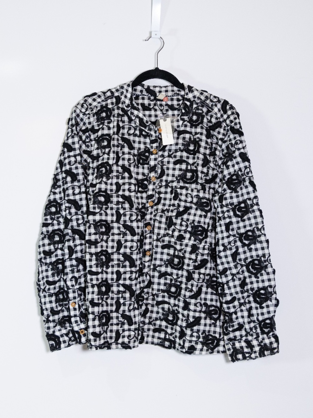 NEW Anthropologie Pilcro Gingham Whitney Cotton Button Down Blouse Shirt XL